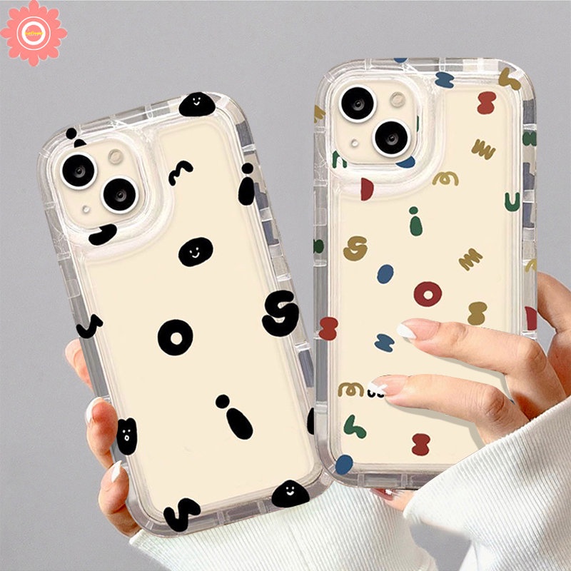 Casing Ekspresi Alfabet Sederhana Untuk Realme C55 C25 C25s C12 C15 C11 2020 5 9i 6i 5i 5s 7i C35 C21Y C20 C25Y C33 C30 C30S C1 C2 C11 2021 C17 C3 Kartun Airbag Transparan Soft Cover