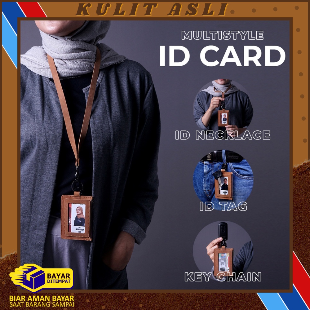 

ID02 - NAME TAG ID CARD HOLDER LEATHER PREMIUM MULTIFUNGSI DESIGN elegan dan eksklusif BAHAN KULIT ASLI