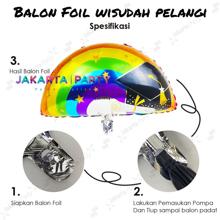 Balon Foil Wisuda Pelangi Jumbo/ Balon Graduation / Balon Wisuda Jumbo