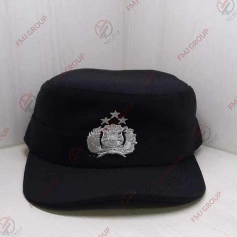 Topi Komando Bintara Hitam Twis Halus / Topi Bintara