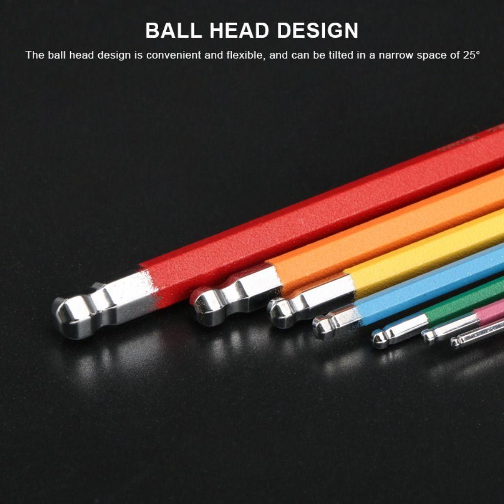 AUGUSTINA Kunci Allen Set Multi ToolSet Pembukaan Bola Datar Lengan Panjang Kunci Pas Untuk Sekrup Allen Hexagon Spanner Wrench Set Untuk Reparasi Sepeda Hand Tools Wera Wrench