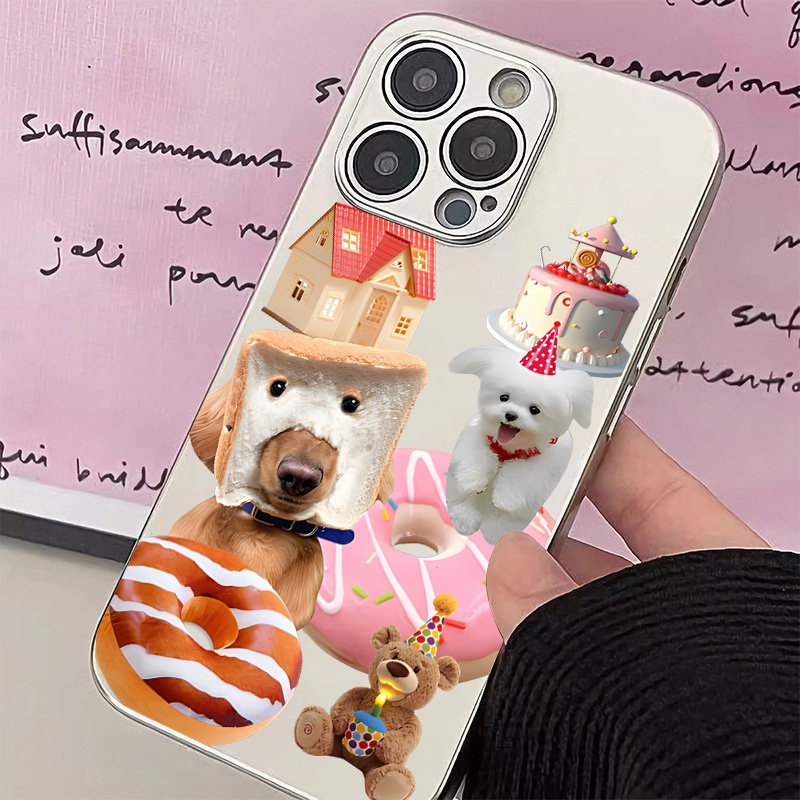 IPHONE Soft Phone Case Kompatibel Untuk Iphone11 14 13 12 Pro XS Max Casing Kucing Lucu XR X8+76S Plus Mini Electroplate TPU Silikon Shockproof Cover