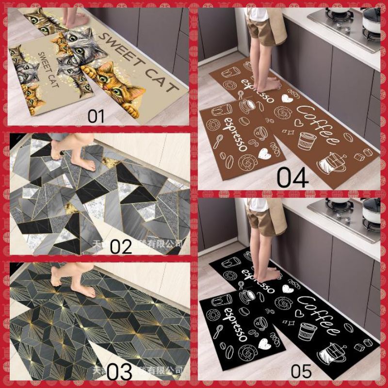 Alas Kaki Lantai Keset Dapur 2 in 1 Kitchen Floor Mat Set Karpet Rumah Kamar Matras Anti Slip Kain Lap Majung Pel