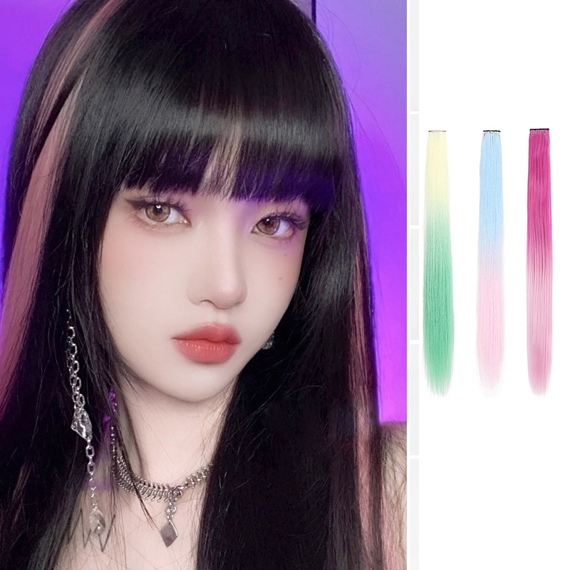 1pcs Wig Ekstensi Rambut Warna Gradasi One Piece Gaya Lisa Untuk Wanita Gadis Aksesoris Rambut 60cm