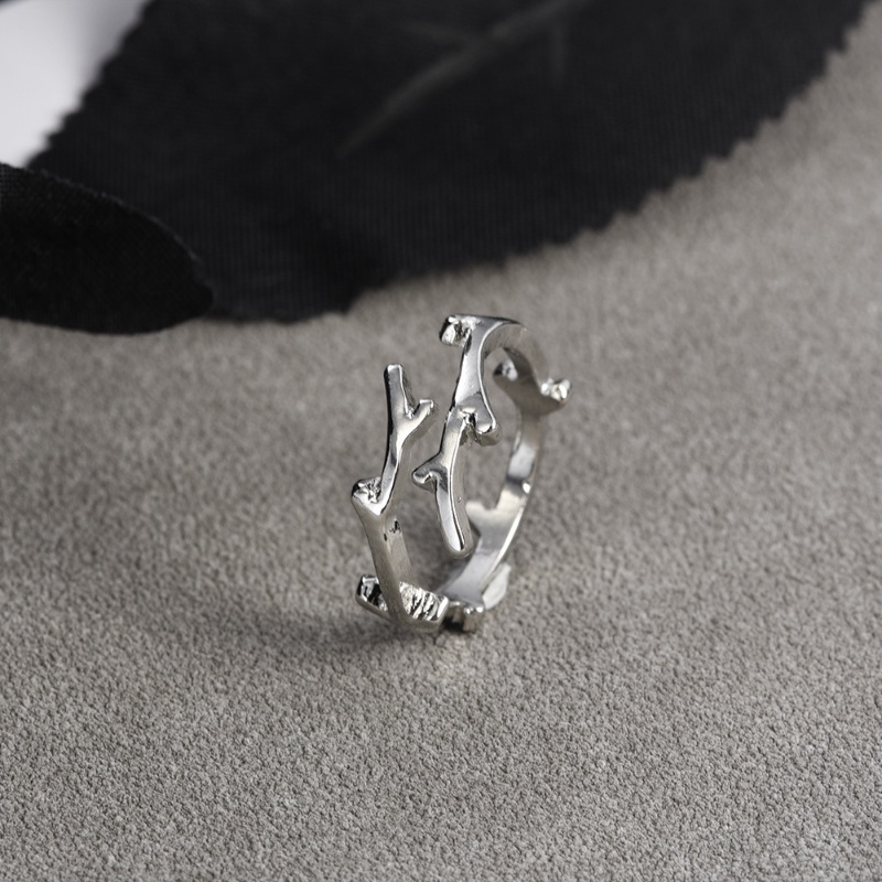 Kreatif Indah Fashion Wanita Cabang Daun Pembukaan Cincin Kepribadian Chic Sederhana Gadis Warna Perak Tanduk Adjustable Jari Cincin Perhiasan Hadiah
