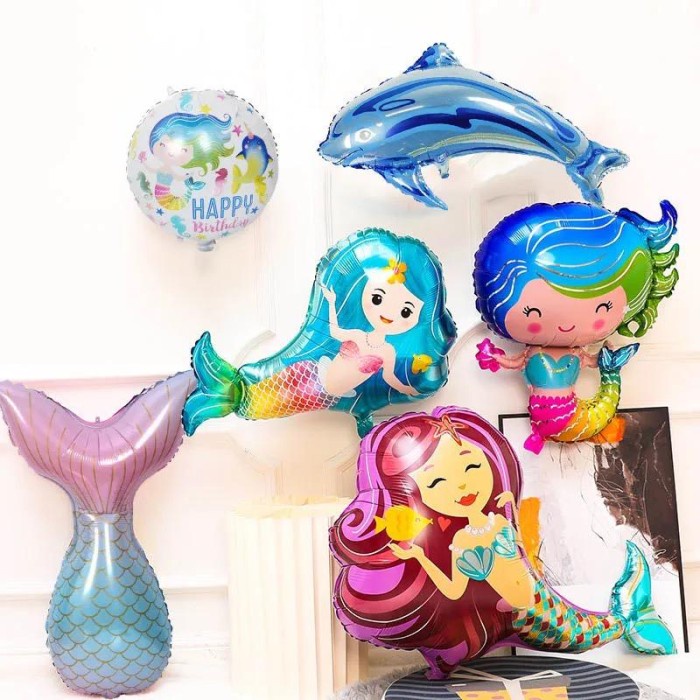 Balon Foil Mermaid Full Body / Balon Putri Duyung Recline Biru Jumbo