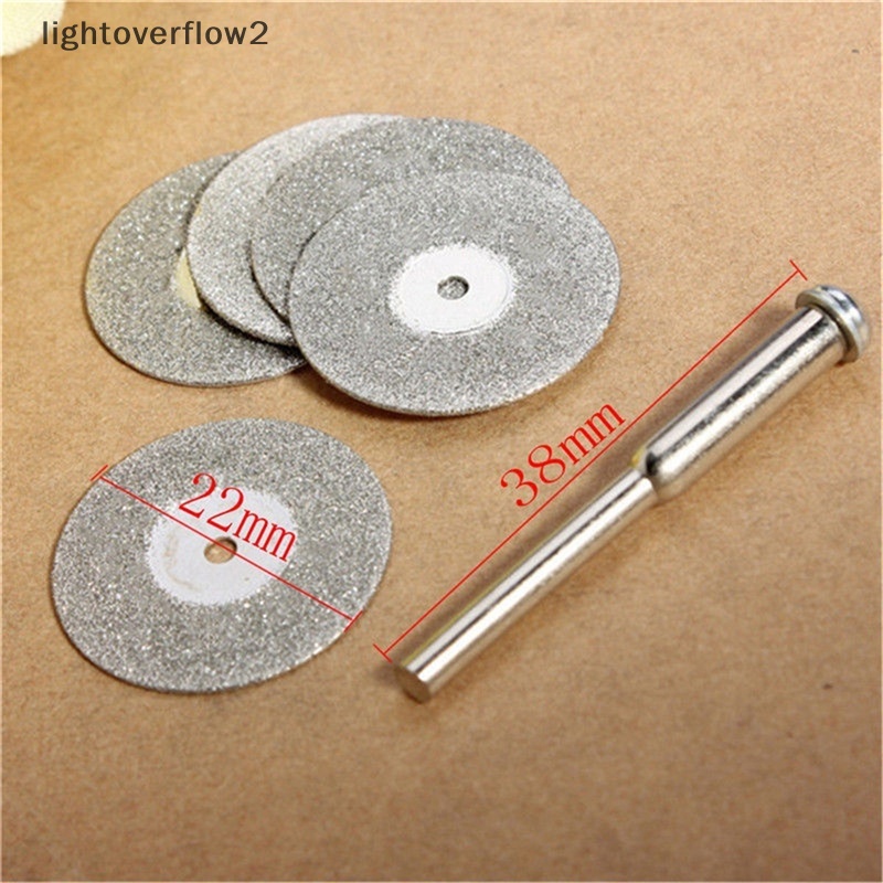 [lightoverflow2] Hot 5pcs 22mm Emery Diamond cutg blades Mata Bor+1 Mandrel Untuk Dremel Set [ID]