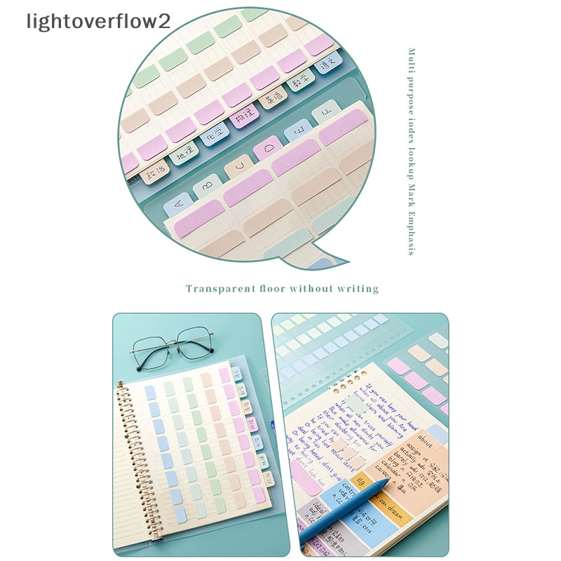 [lightoverflow2] 4lembar Sticky Index Tabs Writable File Tabs Bendera Buku Notebook Penanda Halaman Label Klasifikasi File Lable [ID]