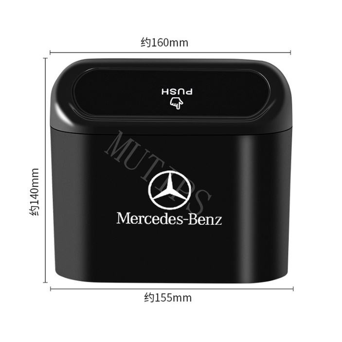 Mercedes Benz Tempat Sampah Mini Portabel Mobil Gantung Tutup Flip Dustbin Back Seat Waterproof ABS Kotak Penyimpanan Organizer Untuk EQE EQC W207 W211 W205 W212 W204 W220 W206 W124 W213 W218 W222