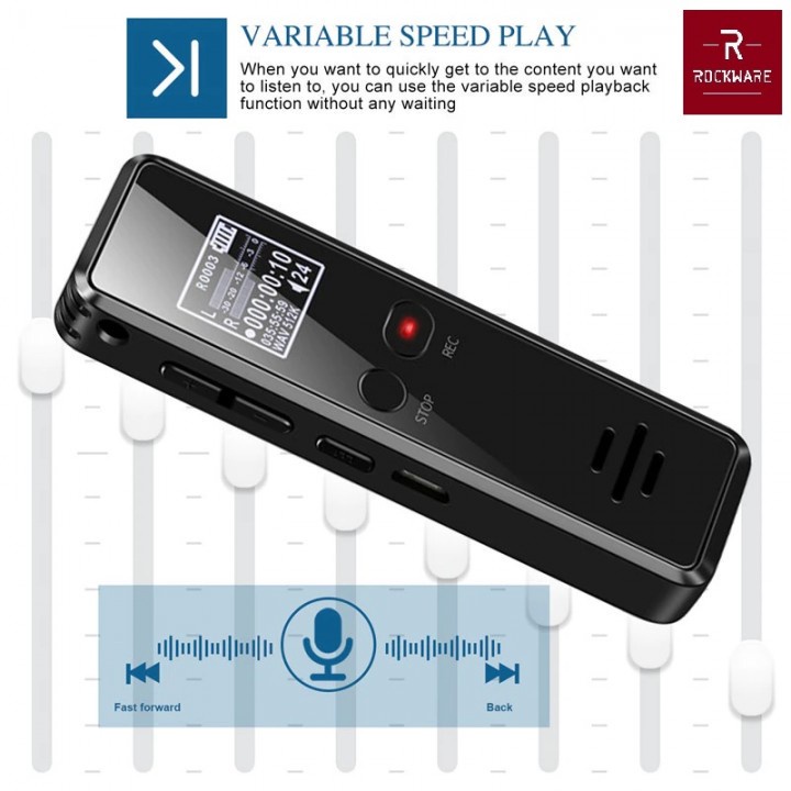 ROCKWARE RW-AVR03- Professional Audio Voice Recorder 8GB - 1536Kbps