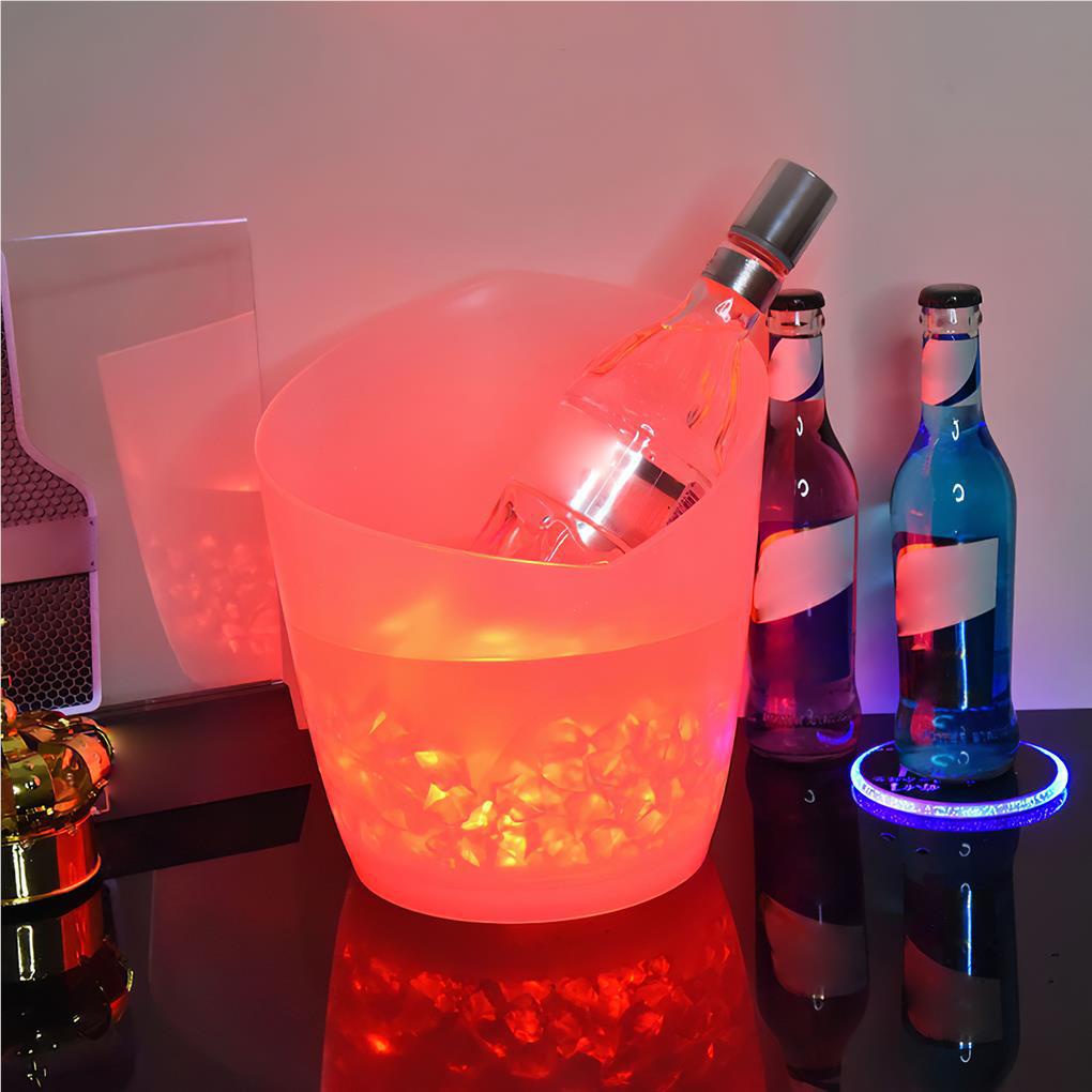 5l Luminous Ice Bucket 7warna Freezer Cooler Dapur LED Ice Bar Bucket mouth Wine design Champagne Changing Oblique Drink Beer Untuk Perlengkapan Pendingin Wine Pesta