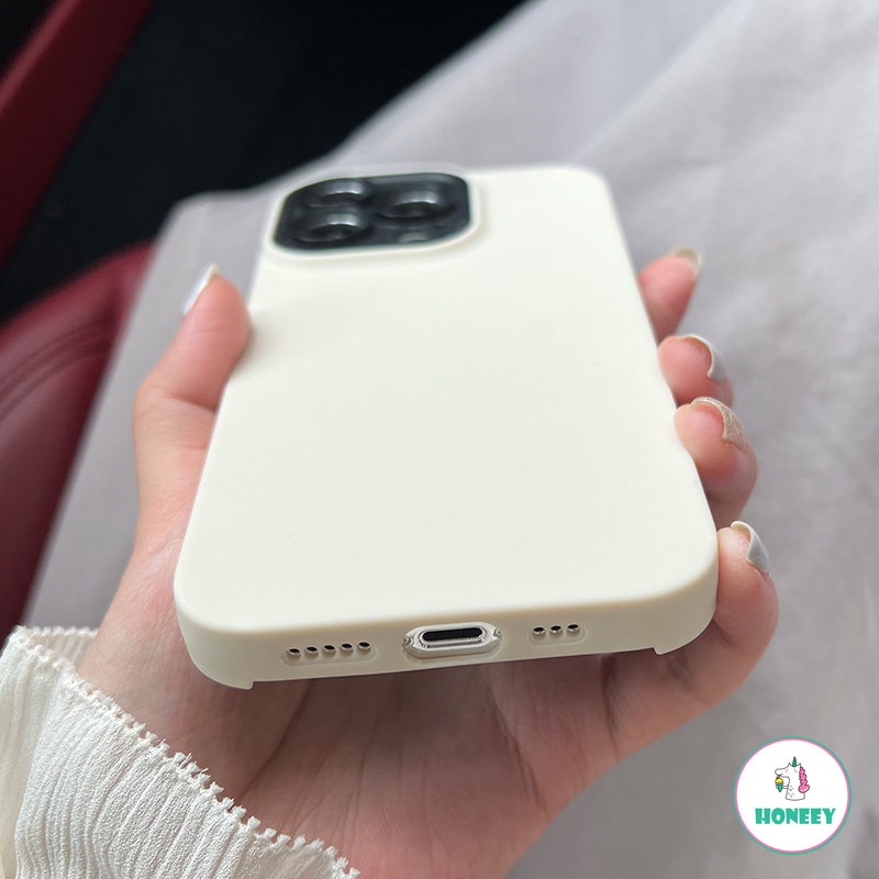 IPHONE Fashion Putih Silikon Cair Matte Case Kompatibel Dengan Iphone11 Case 7Plus 8Plus XR XS 14 13 12 Pro Max Shockproof Lembut TPU Penutup Belakang