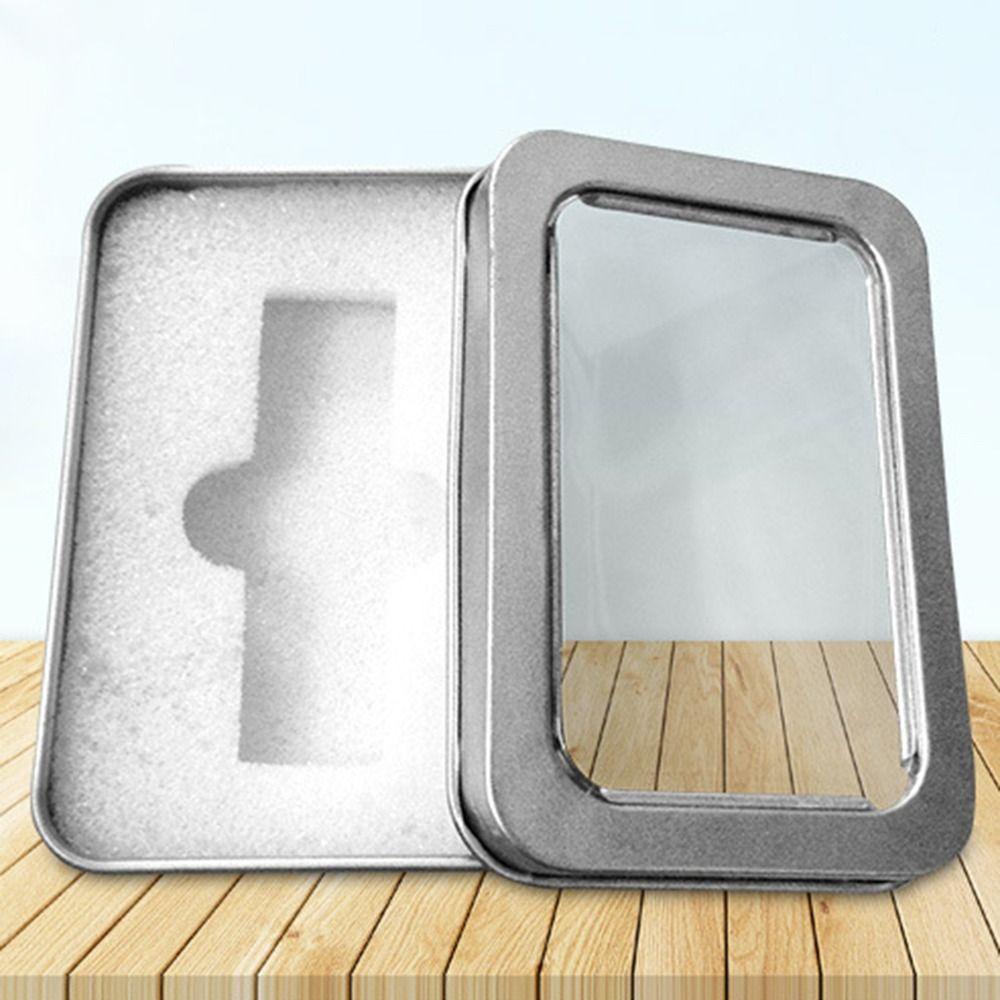 TOP U Disk Holder Sample Wadah Kaleng Silver Kosong Organizer Dengan Sponge Rectangular