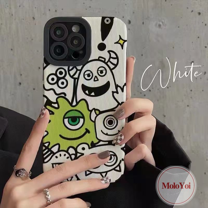 Casing Silikon Lembut Monster Kecil Tekstur Kulit Mewah Kompatibel Untuk IPhone XR XS X Max11 Pro Max 7Plus 12 14 13 Pro Max8 7 Plus Kartun Monster Universit Phone Cover