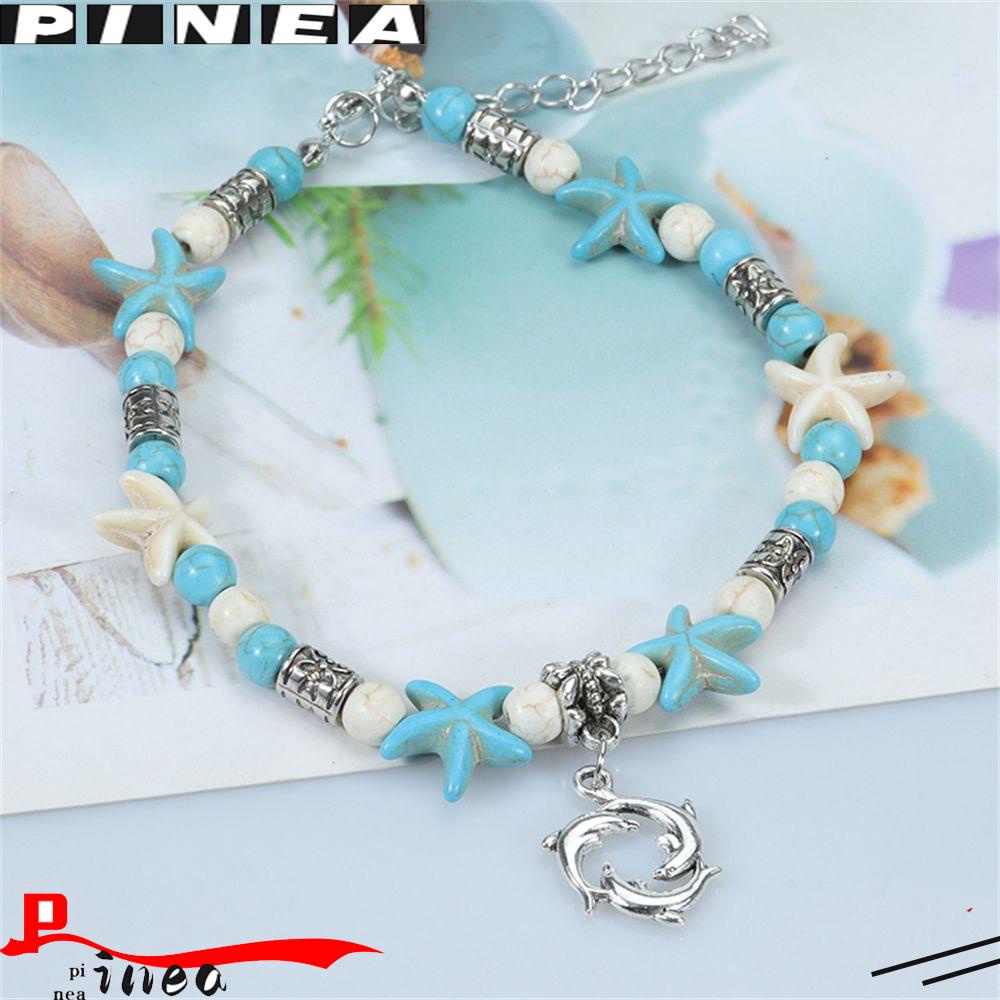 Gelang Kaki Penyu Nanas Gaya Pantai Dapat Disesuaikan Rantai Drop Double-deck Ocean Pendant Turquoise Foot Chain