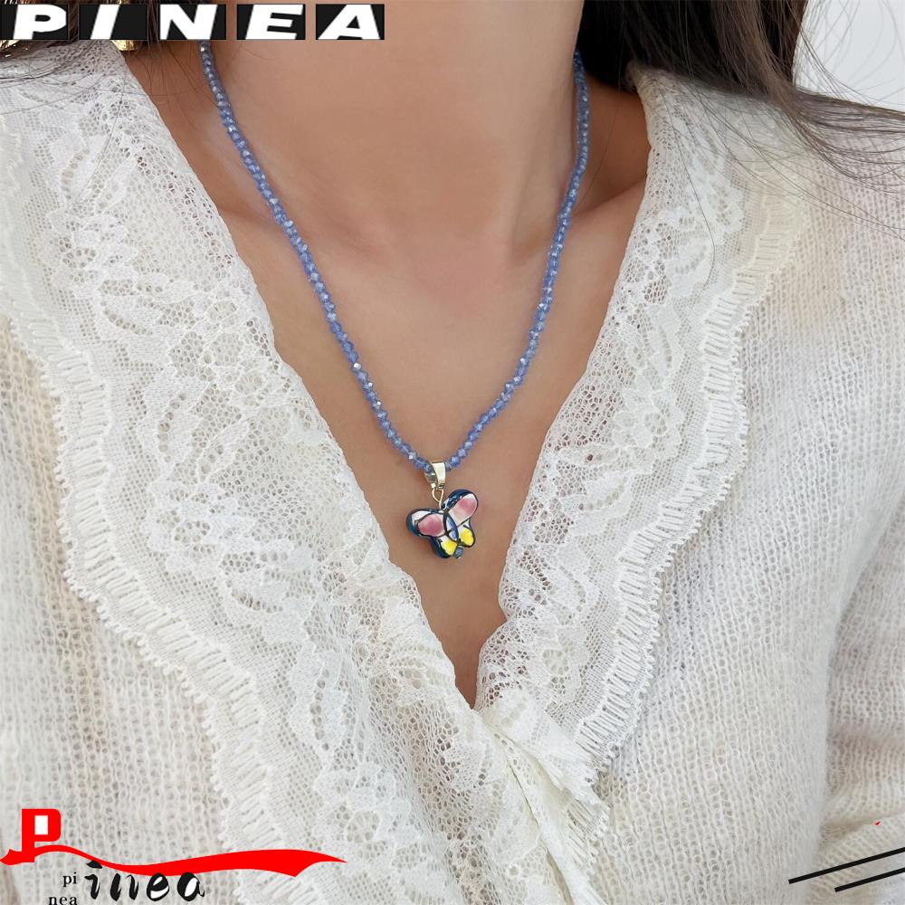 Kalung Nanas Lucu Korea Statement Fashion Manik-Manik Kristal Choker