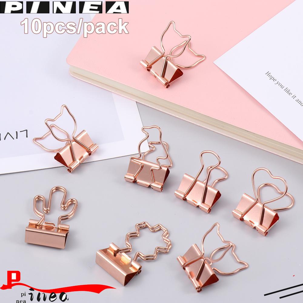 Nanas 10pcs Paper Clip File Buku Mini Hati Kucing Kaktus Metal