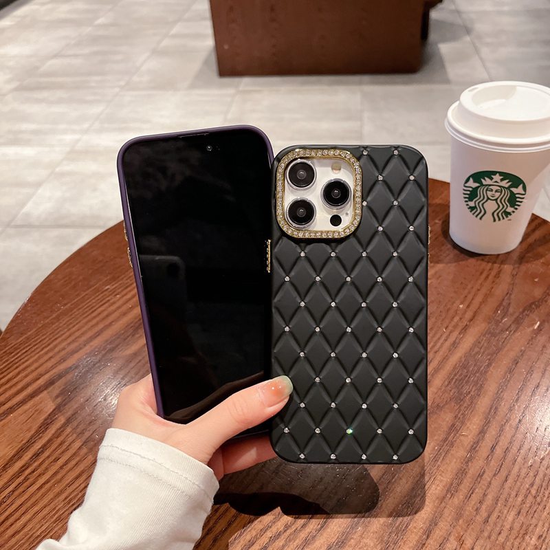 【Rhombic lattice】5 Colors Fashion Pretty Checkered diamond Sparkly Phone Case for IPhone 11 13 12 14 PRO Max Phone Case for Women Girl