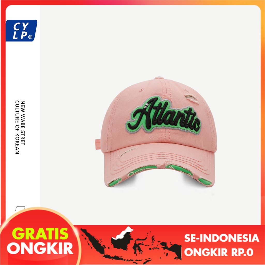 Topi Pria Eropa dan Amerika Fashion Retro Robek Jeans Hip Hop Topi Bisbol Wanita Korea Huruf Bordir 