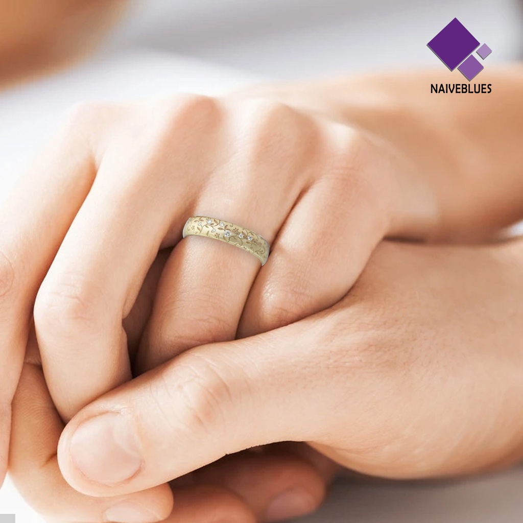 &lt; Naiveblues &gt; Cincin Jari Bunga Ukir Elegan Pengerjaan Indah Pasangan Cincin Ukiran Untuk