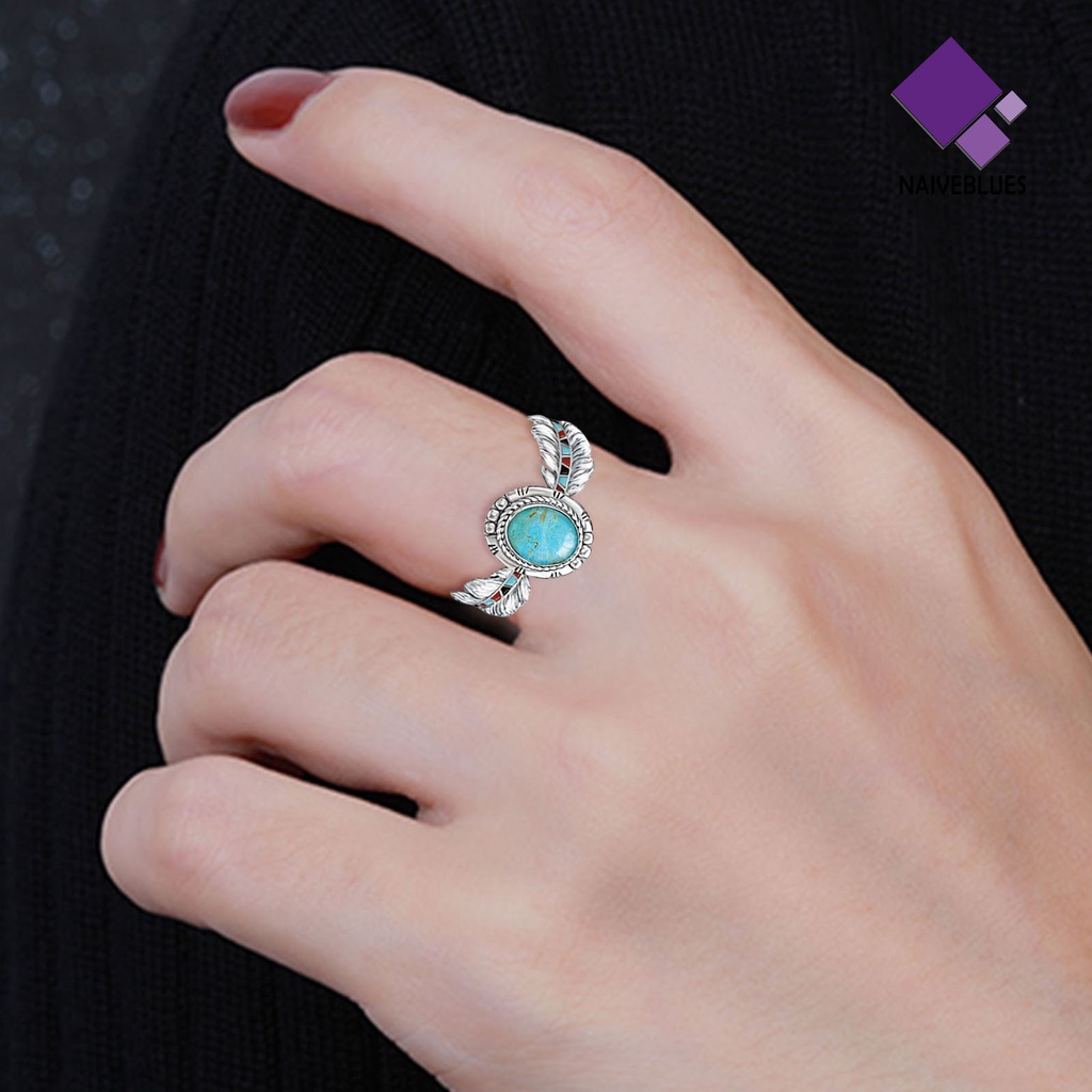 &lt; Naiveblues &gt; Gaya Etnik Pernyataan Sederhana Vintage Cincin Wanita Turquoise Eagle Ring Jewelry