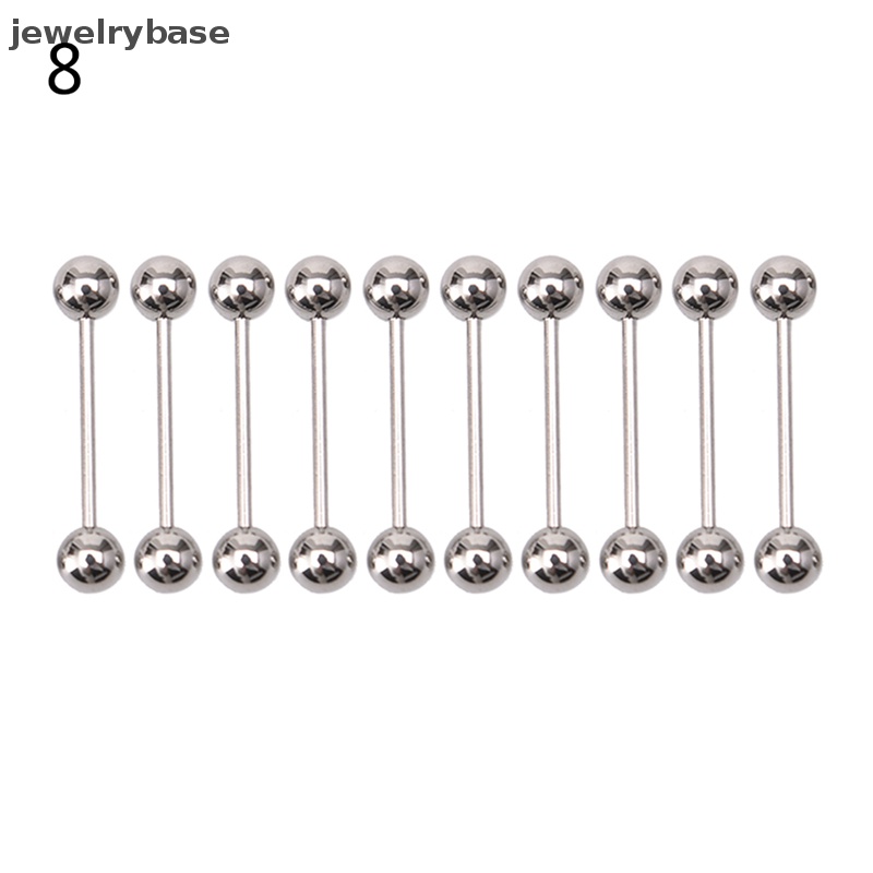 [jewelrybase] 10 Pcs Stainless steel Bola Lidah Pusar Nipple Barbel Rings Bar Body Boutique