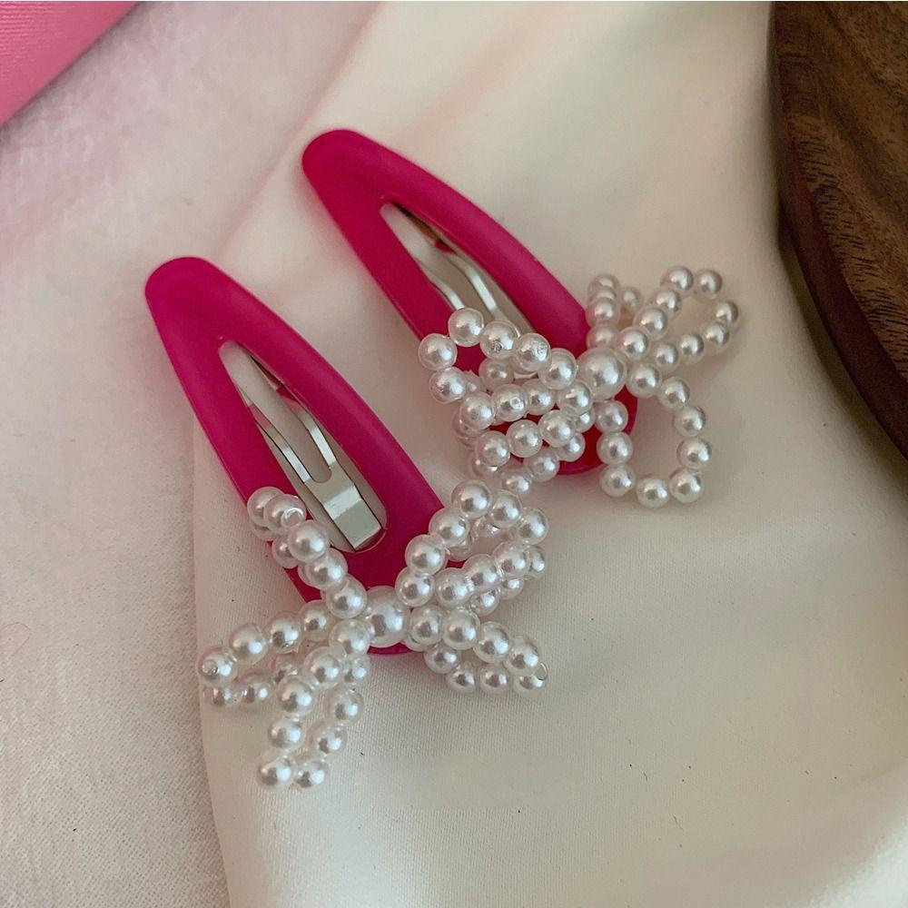 AUGUSTINA Gadis Y2k Klip Rambut Temperamen Manis Mutiara Imitasi Gadis Lucu Hadiah Hiasan Kepala Klip Samping Wanita Jepit