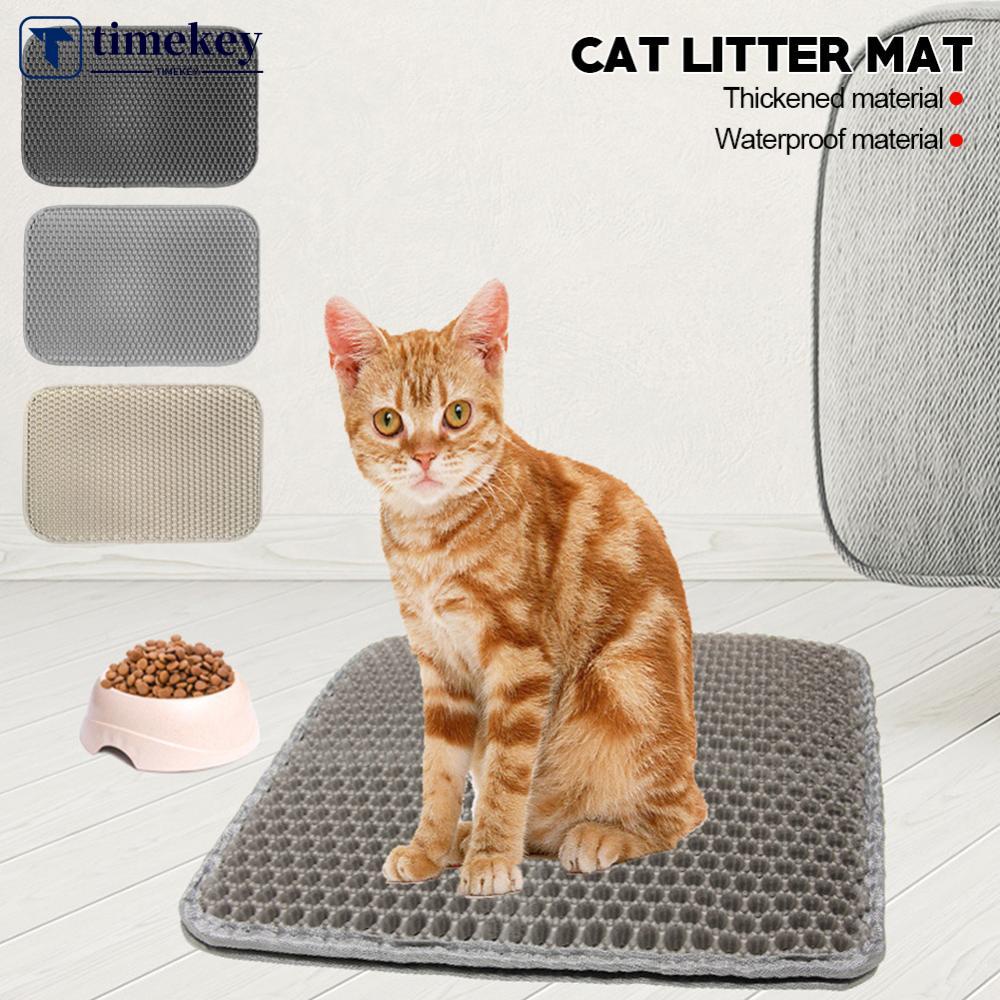 Timekey Double-Layer EVA Cat Litter Mat Tahan Air Pet Cats Litter Bottom Non-slip Sand Basin Filter Kitten Dog Washable Pad Pet Litter Mat E1Y8