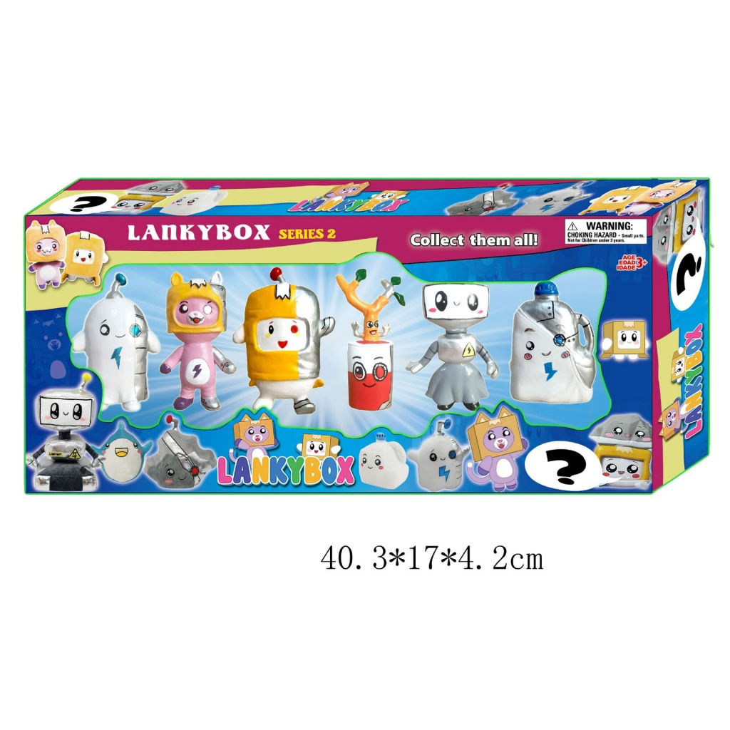 Terbaru 6 Pcs Lankybox Action Figure Mainan Cyborg Boxy Foxy Rocky Lankybot Milky Model Boneka topper Kue Mainan Koleksi