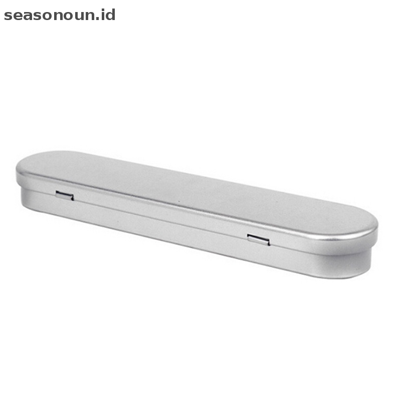 Seasonoun 1pc Logam Hadiah Persegi Panjang Mulut Kuda Kotak Kaleng fountain pen box Case  .