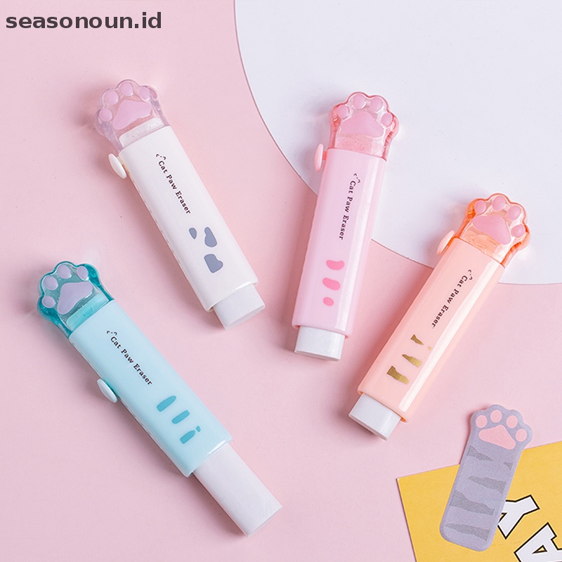 Seasonoun Kawaii cat claw Pencil Eraser Dorong Tarik Eraser Gambar Profesional Paing Potong.