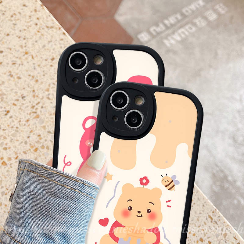 IPHONE Casing Ponsel Kartun Lovely Winnie The Pooh Kompatibel Untuk Iphone7 8 6s 6 Plus XR 11 Pro Max 13 14 12 Pro Max X XS Max SE 2020 Cute Strawberry Bear Manyo Tpu Soft Back Cover