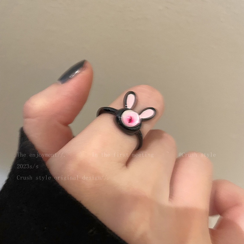 Cincin Terbuka Kucing Hitam Cincin Wanita Hadiah Cincin Kartun