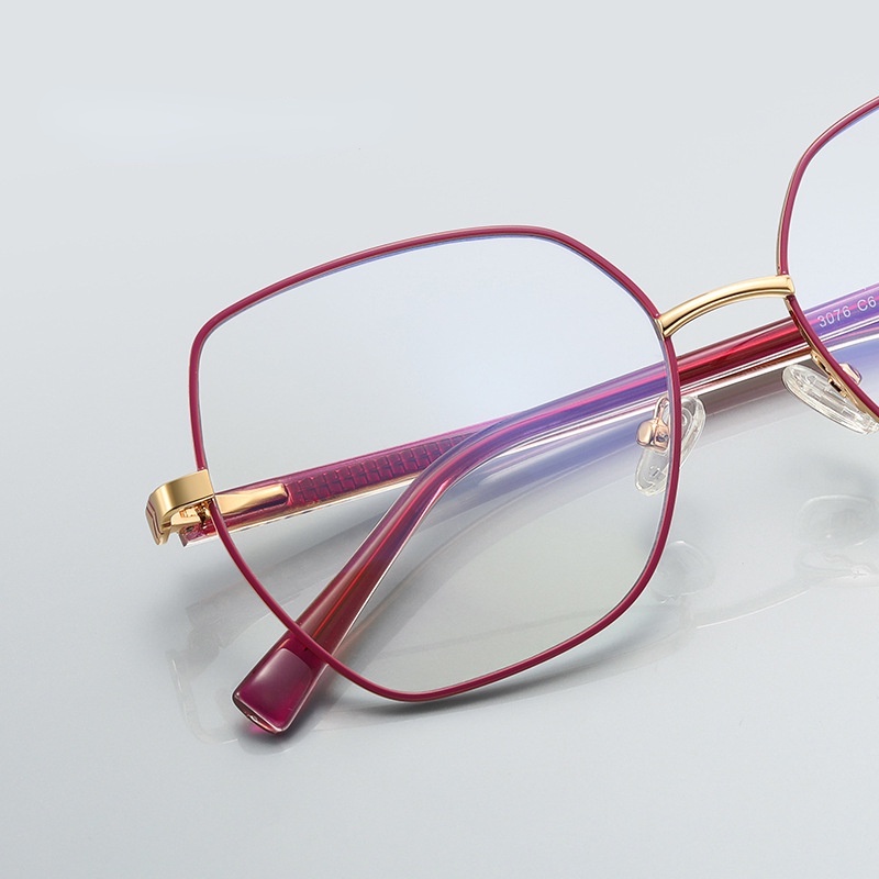 (YUZHU) Metal Square Frame Anti Blue Light Eyeglasses Western Fashion Kacamata Optik Untuk Wanita