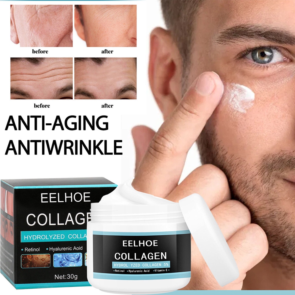 EELHOE Men's Collagen Moisturizer Cream - Pelembab Wajah Pemutih Wajah krim Penghilang Keriput