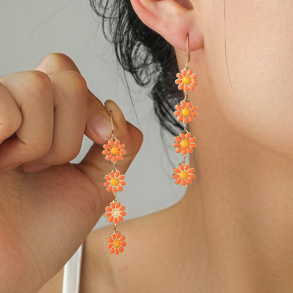 2 Pcs Warna-Warni Anting Bunga Indah Daisy Drop Menjuntai Anting-Anting Elegan Manis Anting Hadiah Untuk Perempuan