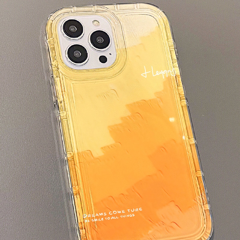 IPHONE Kuning Orange Lively Phone Case Kompatibel Untuk Iphone7Plus8Plus6Plus11 14 13 12 Pro MAX XR X XS MAX SE Airbag Shockproof Cover