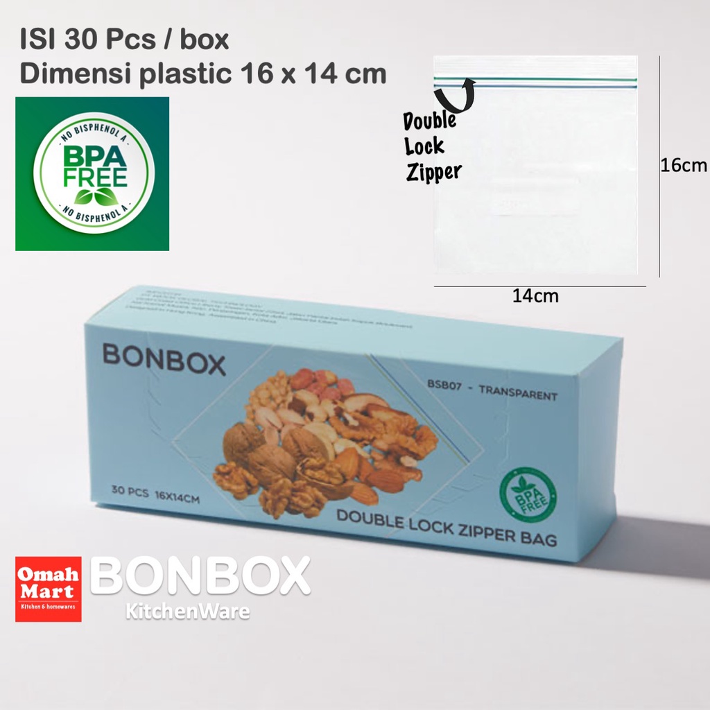 RK Plastik Ziplock Klip Makanan Kulkas Besar Kecil Sayur Daging Reuseable BONBOX