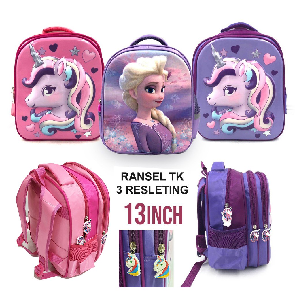 XY74RN Tas Ransel Anak Sekolah TK Anak Perempuan Cantik Glossy Rambut Pirang Cetar Gogo Kumbang Kuda