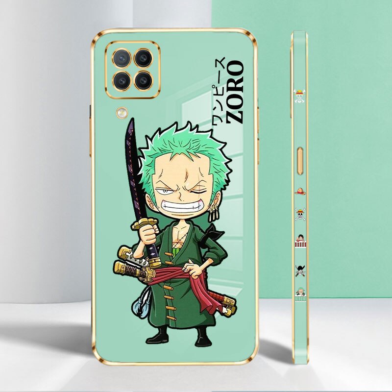 【Free Lanyard】Casing For Infinix Hot 12 Play Note 8 10 Pro 10 Lite 11 12 G88 Smart 4 4C 5 6 Plus Luxury Soft Plating Square Drop-proof Silicon TPU Shockproof Phone Case Anime Cartoon One Piece Roronoa Zoro Protective Back Cover