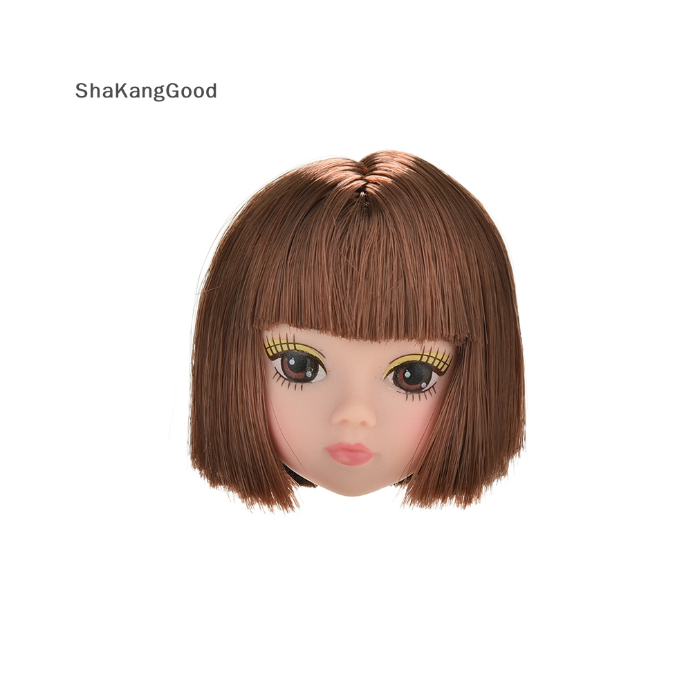 Selip 1pcs Kepala Boneka Mode Fln Rambut Pendek Siswa Kepala Wig Untuk Boneka Barbie SKK