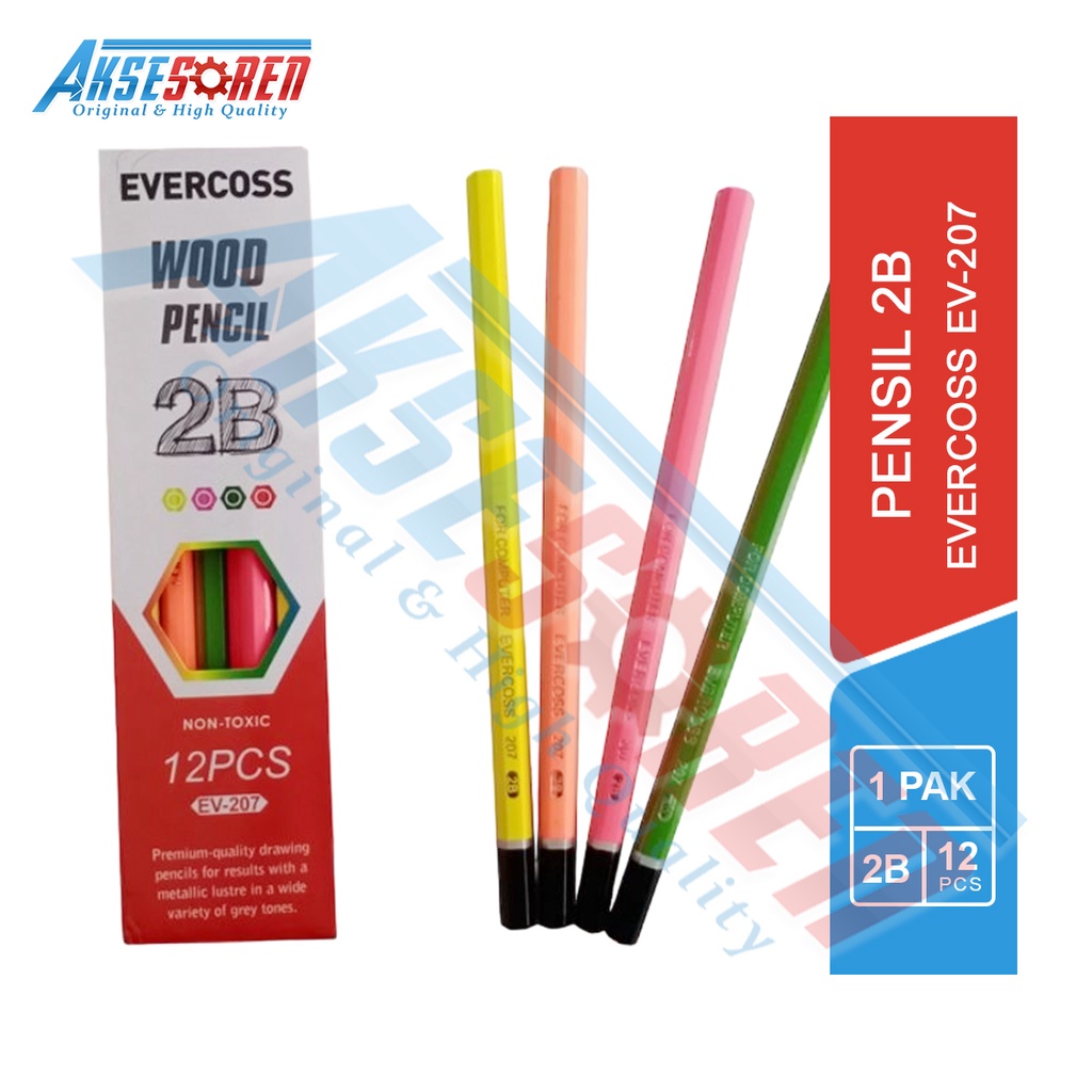 

Pensil 2B Wood Evercoss [EV-207/1 Pack] / Pinsil Alat Tulis Ujian Komputer Asli / Pencil 2 B Gambar Menulis 1 Pak