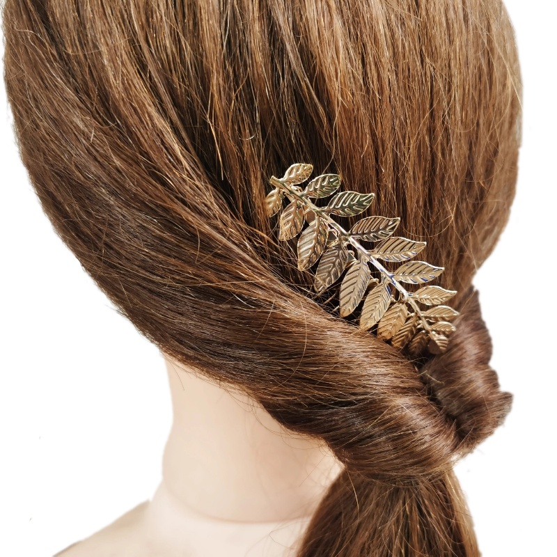 Baru Indah Warna Emas Logam Daun Bunga Rambut Klip Wanita Gadis Elegan Vintagge Berlian Imitasi Sisir Rambut Headpiece Pengantin Pernikahan Hiasan Kepala Aksesoris Rambut