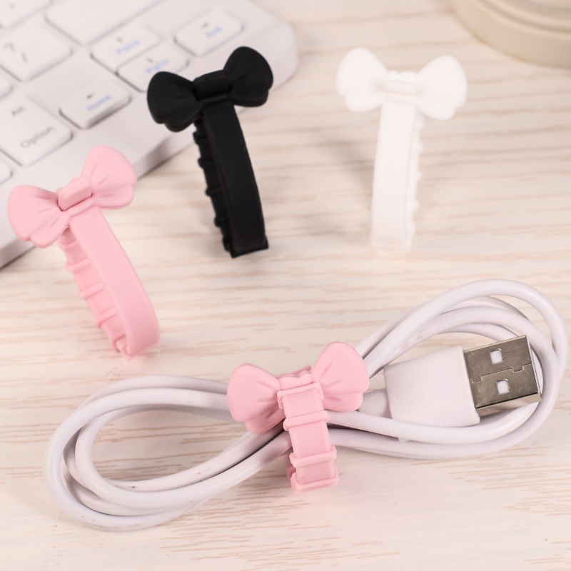 Creative Bowknot Style Cable Protector Wire Winder/Jalur Data USB Charging Cord Penutup Pelindung Earphone Cables Organizer