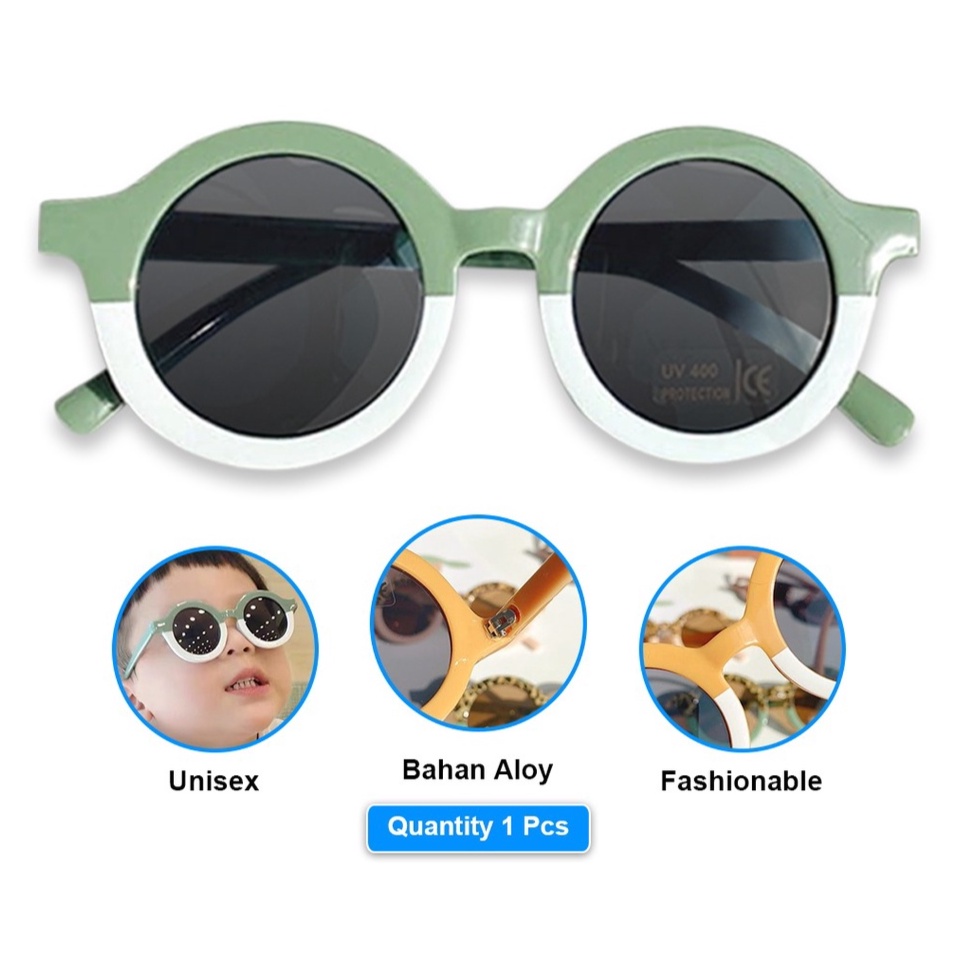 Kacamata Anak Fashion Anak Terbaru Bulat Kacamata Hitam Motif UV protection High Quality