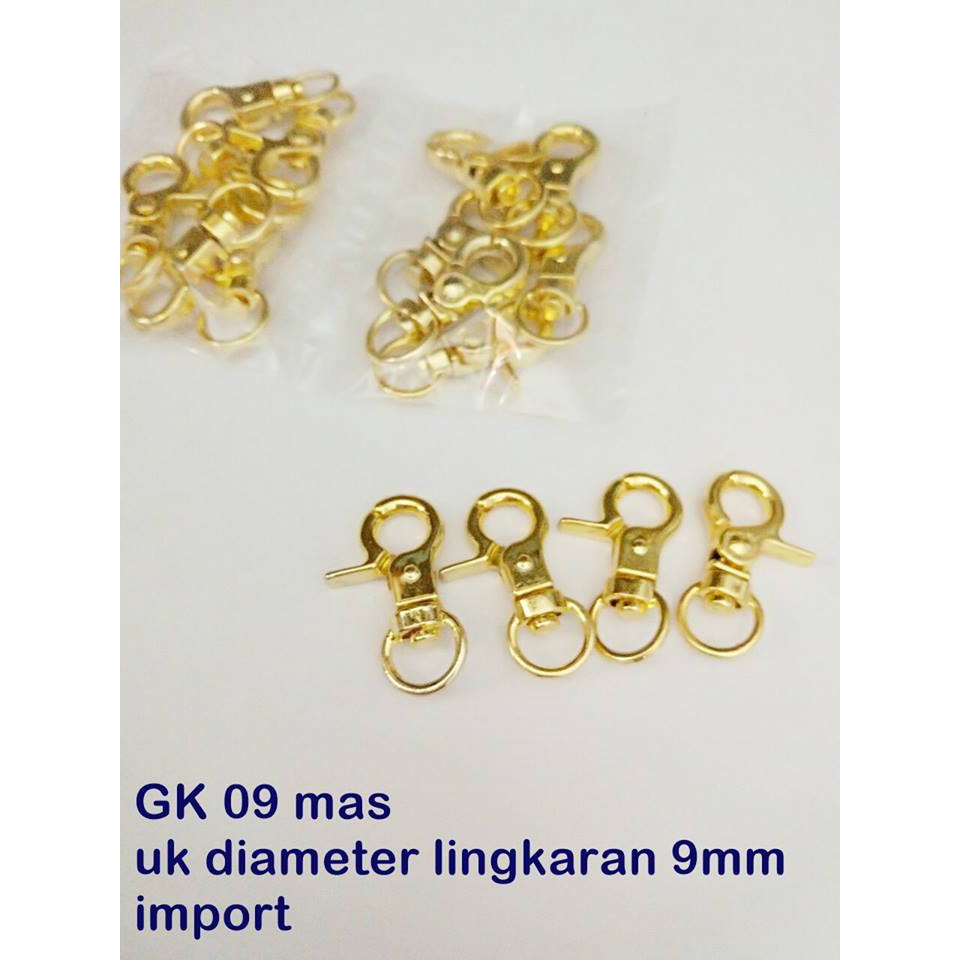 KAITAN  TAS/KAITAN DOMPET /CODE GK 09 GOLD uk 9mm per pcs