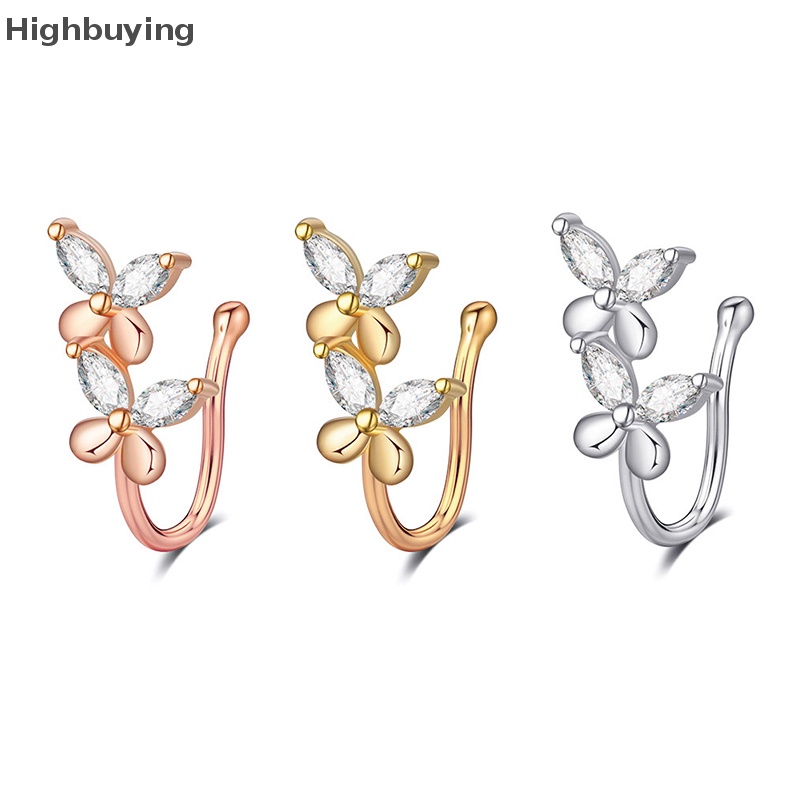 Hbid butterfly Non Piercing Tanpa Lubang Cincin Hidung Clip On Nose Hoop Ring Fake Glory