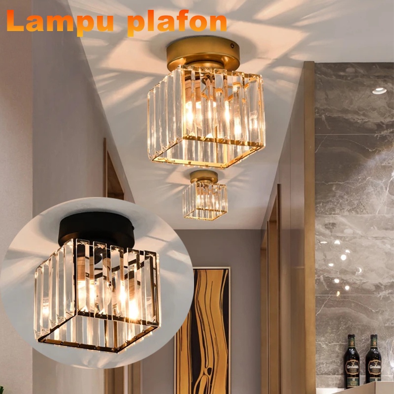 Kristal Lampu Ceiling Kristal Kotak Modern Crystal Round Ceiling Lamp Untuk Tangga Lampu Kristal Plafon Lampu