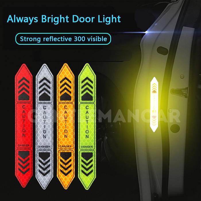 3D Sticker Reflector Caution Carbon (4 pcs) Pintu Mobil Car Door Guard Stiker