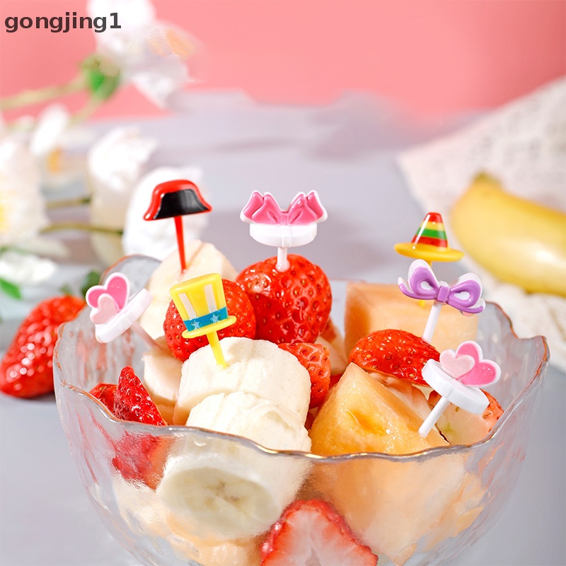 Ggg 6Pcs Topi Mini Lucu Farm Kartun Food Pick Anak Snack Kue Dessert Makanan Buah ID